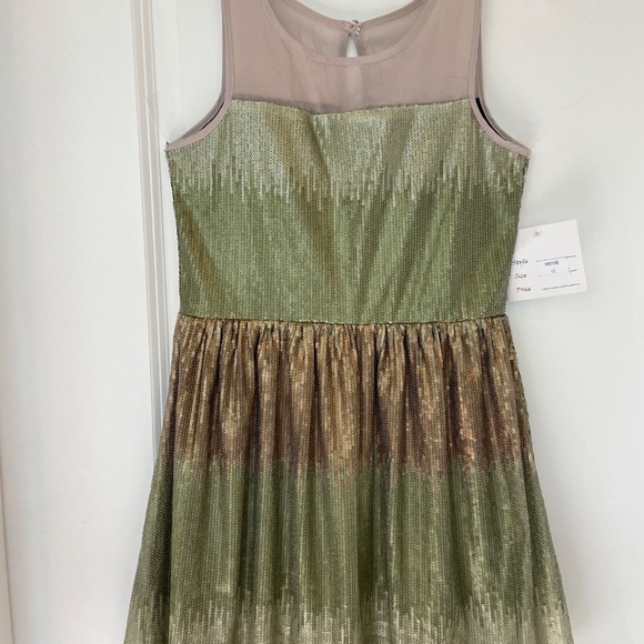 12 NEW Elisa B Green & Gold Gorgeous Tween Sequined Dress  Holidays Christmas - Picture 3 of 5